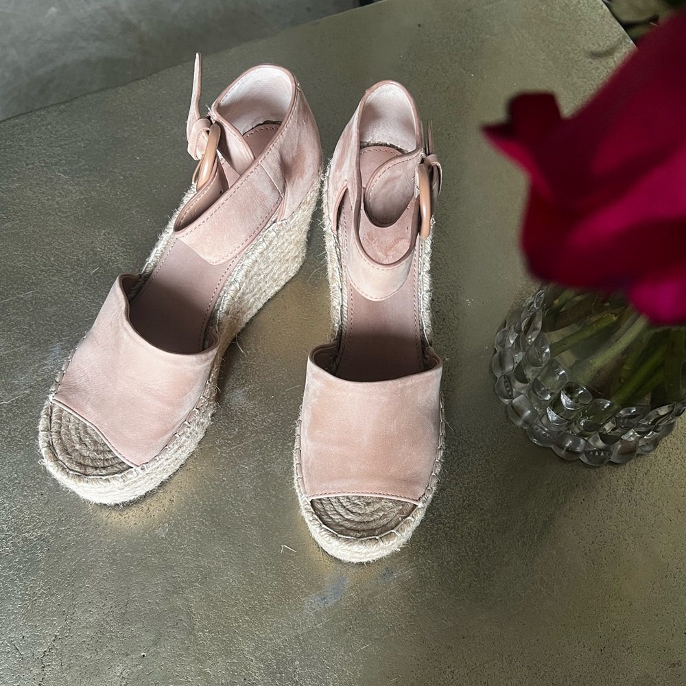Marc Fisher Pink Espadrille Wedges with Ankle Strap